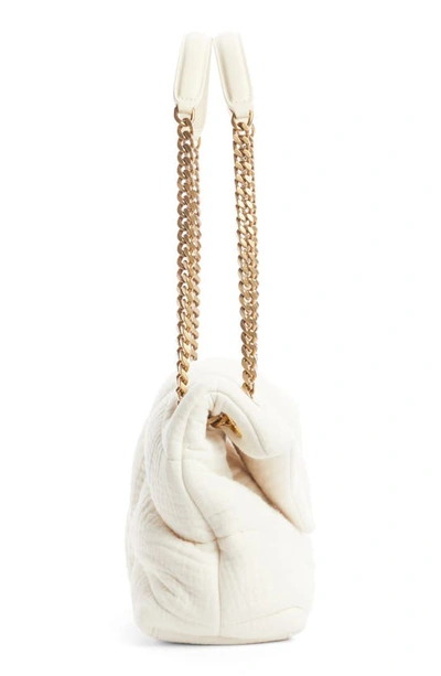 Saint Laurent Small Loulou Puffer Cotton Twill Shoulder Bag In Vanilla Ice