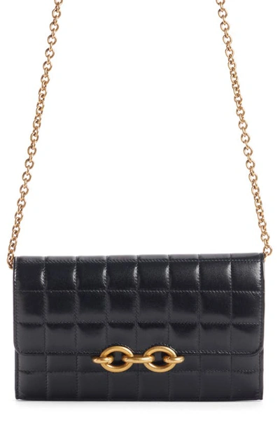 Shop Saint Laurent Le Maillon Leather Wallet On A Chain In Nero