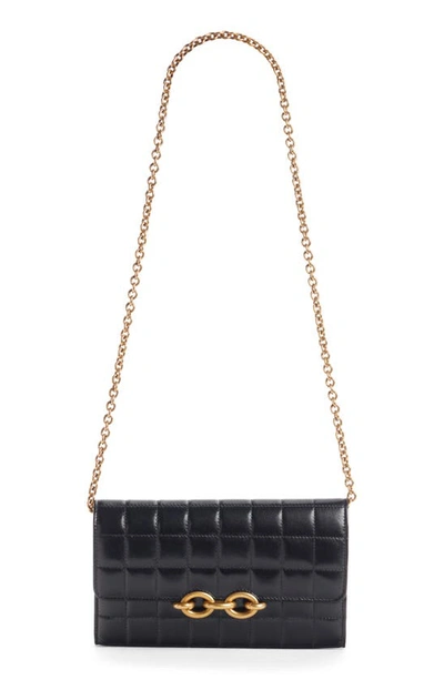 Shop Saint Laurent Le Maillon Leather Wallet On A Chain In Nero