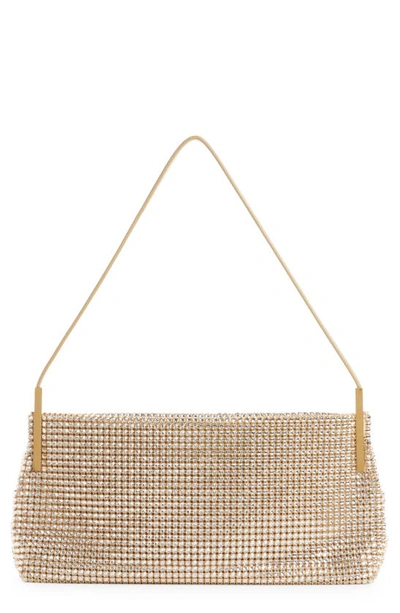 Shop Saint Laurent Small Suzanne Crystal Mesh Baguette Bag In Silver Shade