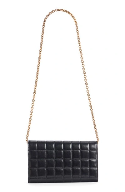 Shop Saint Laurent Le Maillon Leather Wallet On A Chain In Nero