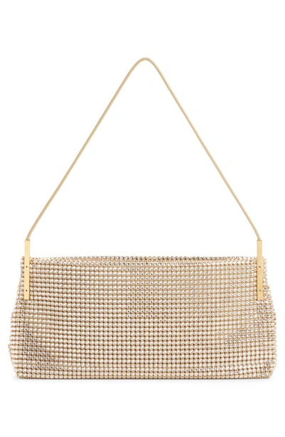 Shop Saint Laurent Small Suzanne Crystal Mesh Baguette Bag In Silver Shade