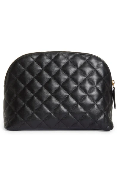 Shop Saint Laurent Large Diamond Quilted Leather Cosmetic Pouch In Nero