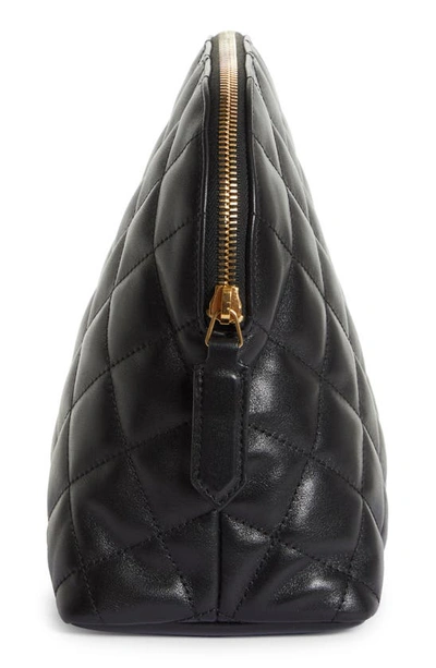 Saint Laurent Cassandre Ysl Cosmetic Case In Quilted Smooth Leather In Nero