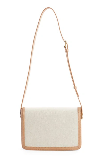 Shop Saint Laurent Medium Solferino Linen & Cotton Canvas Shoulder Bag In Greggio