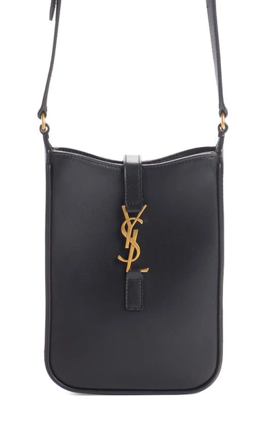 Shop Saint Laurent Mini Le 5 À 7 Vertical Leather Crossbody Bag In Nero