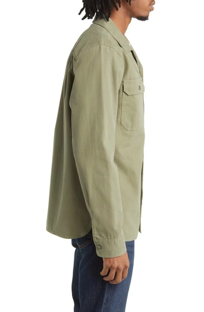 Shop Brixton Bowery Surplus Cotton Overshirt In Olive Surplus