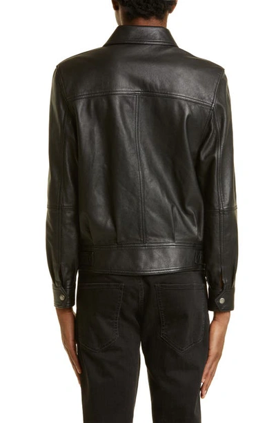 Shop Saint Laurent Lambskin Leather Jacket In Black