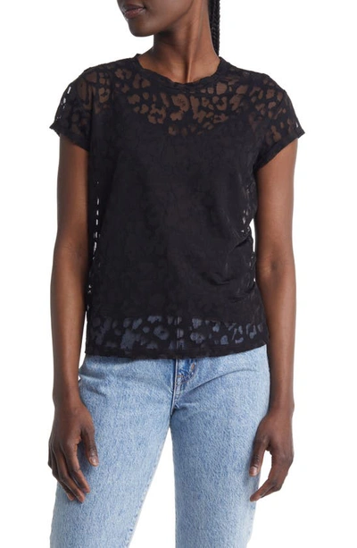 Shop Allsaints Anna Devore Zori Leopard Burnout T-shirt In Black