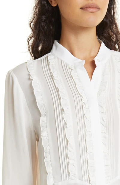 Shop Twp Kimme Ruffle Silk Button-up Blouse In Ivory