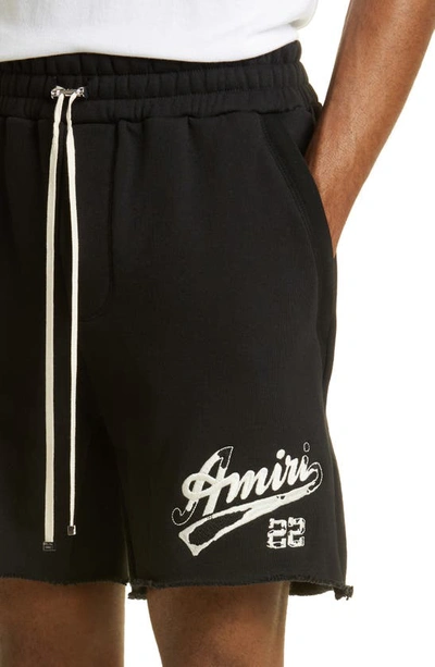 Shop Amiri Embroidered '22 Logo Sweat Shorts In Black