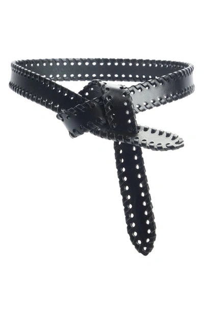 Shop Isabel Marant Lecce Whipstitch Knotted Leather Belt In Black