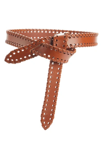 Shop Isabel Marant Lecce Whipstitch Knotted Leather Belt In Natural