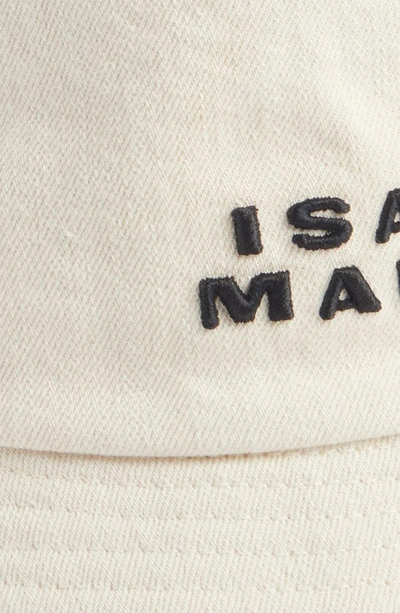 Shop Isabel Marant Haley Logo Embroidered Cotton Canvas Bucket Hat In Ecru/ Black