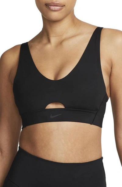 Shop Nike Dri-fit Indy Padded Strappy Cutout Medium Support Sports Bra In Black/ Dark Smoke Grey