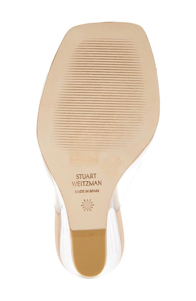 Shop Stuart Weitzman Tia 100 Lucite® Wedge Sandal In Clear/adobe