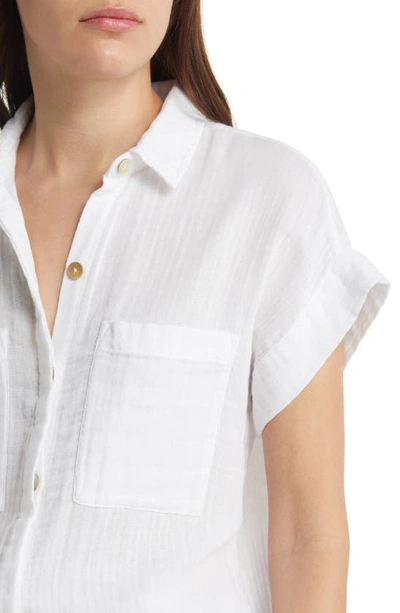 Shop Rails Cito Crinkle Short Sleeve Organic Cotton Shirt In True White