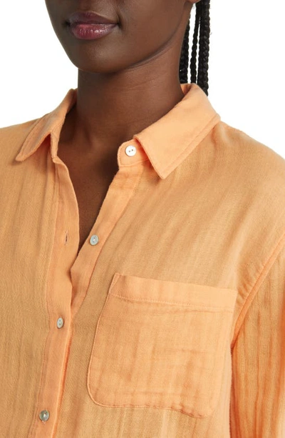 Shop Rails Ellis Organic Cotton Button-up Shirt In Papaya