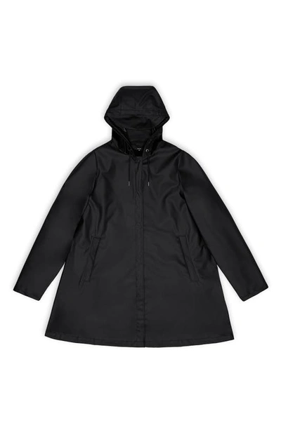 Rains Hooded A-line Rain Jacket In Black