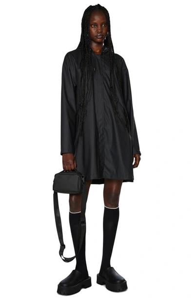 Rains Hooded A-line Rain Jacket In Black