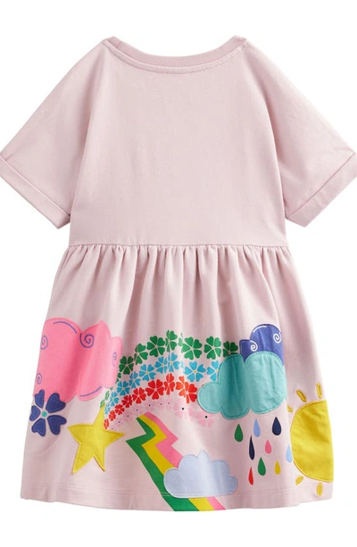 Shop Boden Kids' Appliqué Cotton Blend Sweatshirt Dress In Pink