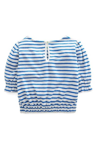 Shop Boden Kids' Stripe Embroidered Terry Top In Blue/ivory Pineapple