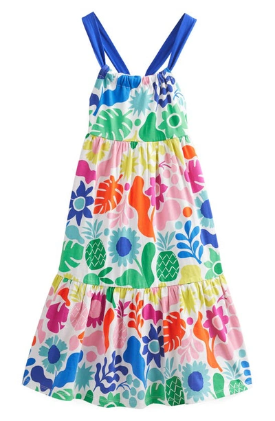 Shop Boden Kids' Tiered Cotton Jersey Sundress In Multi Holiday Floral