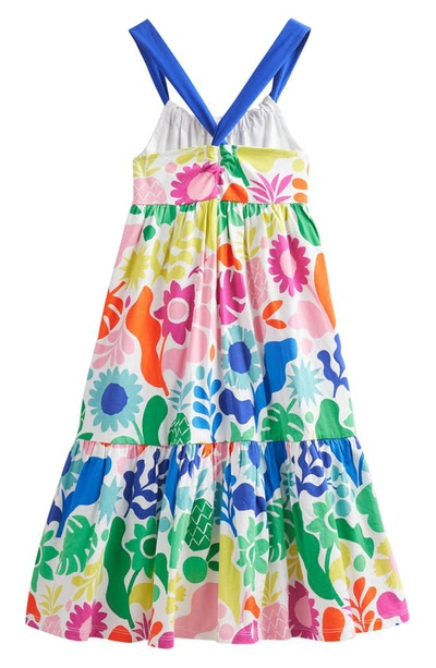 Shop Boden Kids' Tiered Cotton Jersey Sundress In Multi Holiday Floral