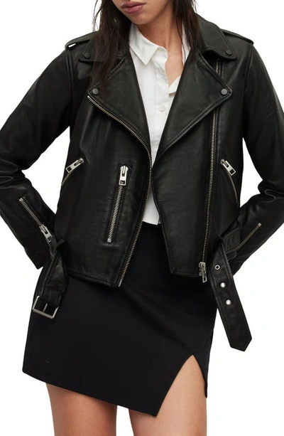 Shop Allsaints Balfern Leather Biker Jacket In Black