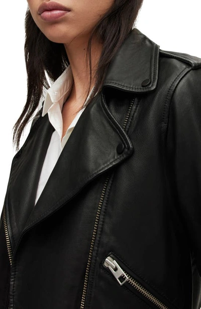 Allsaints Black Leather Balfern Biker Jacket In Black
