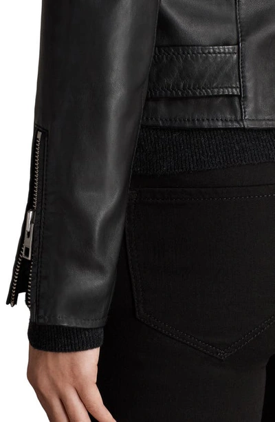 Allsaints Black Leather Balfern Biker Jacket In Black