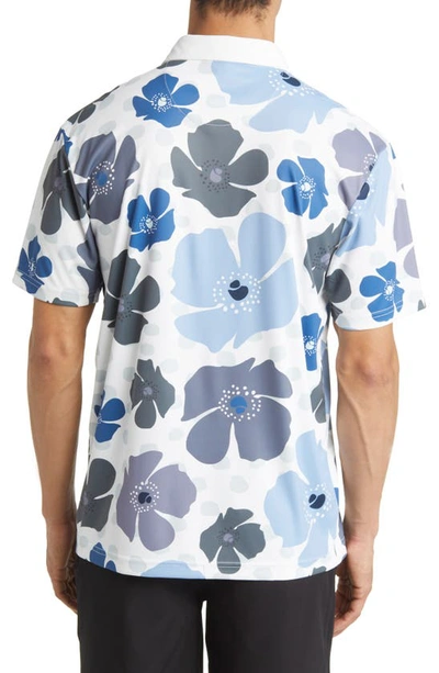 Shop Swannies Mellblom Floral Golf Polo In White-blue-gray