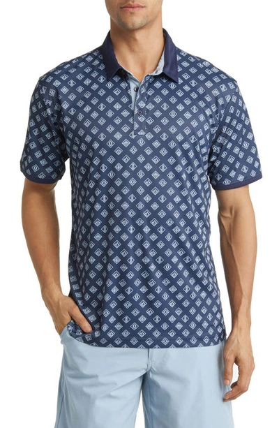 Shop Swannies Jackson Geo Pattern Golf Polo In Navy-sky