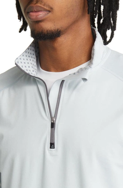 Swannies Graham Quarter Zip Golf Pullover In Fog Heather-navy