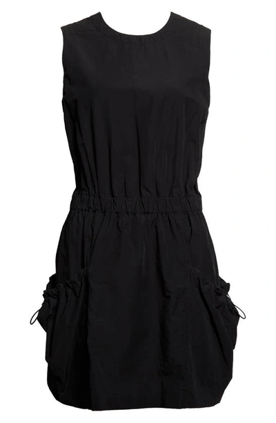 Shop Moncler Cotton Poplin Minidress In Black