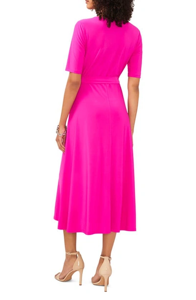 Shop Chaus V-neck Belted Midi Dress In Fiercely Fuchsia