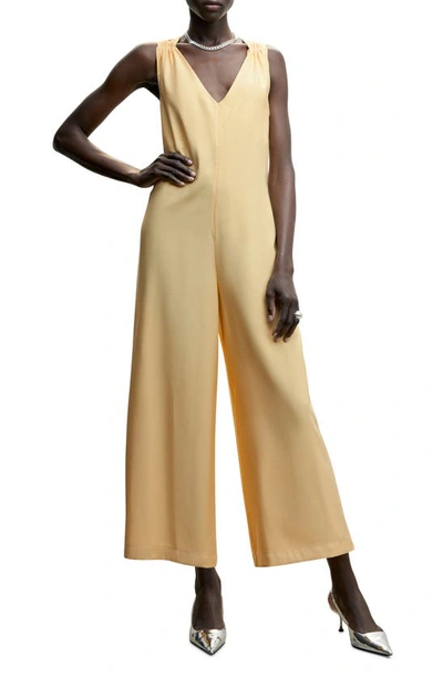 Mango Wrap-back Short Jumpsuit Pastel Yellow | ModeSens