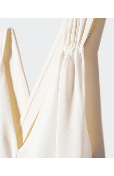Shop Mango Cross Back Strap Crop Jumpsuit In Off White