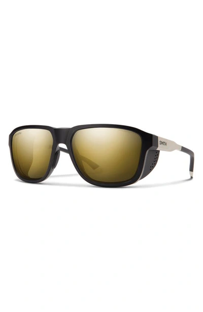 Shop Smith Embark 58mm Chromapop™ Polarized Square Sunglasses In Matte Black / Gardenia White