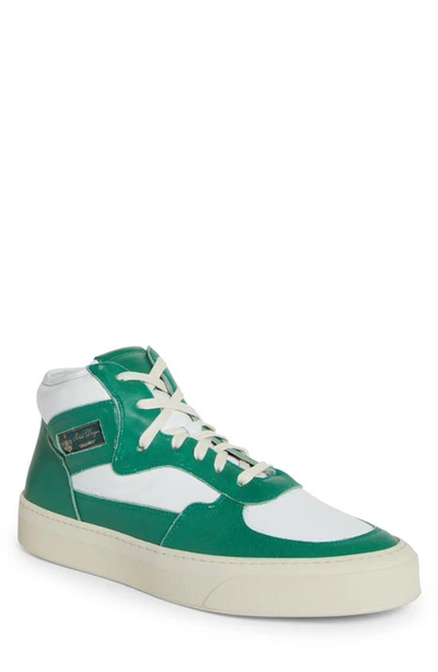 Shop Rhude Cabriolet Mid Top Leather Sneaker In Green/ White 0118
