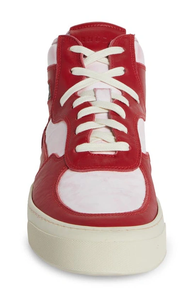 Shop Rhude Cabriolet Mid Top Leather Sneaker In Red/ White 0129