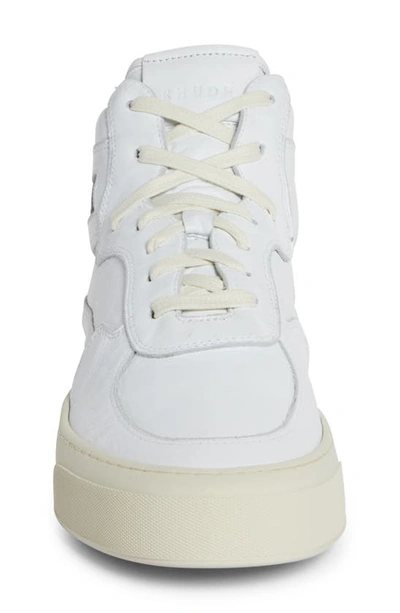 Shop Rhude Cabriolet Mid Top Leather Sneaker In White 0377