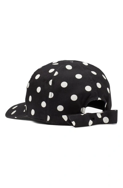 Shop Kate Spade Spaced Picture Polka Dot Bow Detail Cotton Baseball Cap In Black / Cream