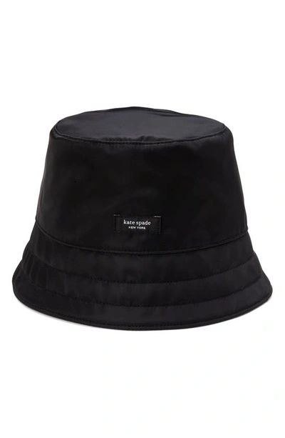 Shop Kate Spade Sam Packable Nylon Bucket Hat In Black