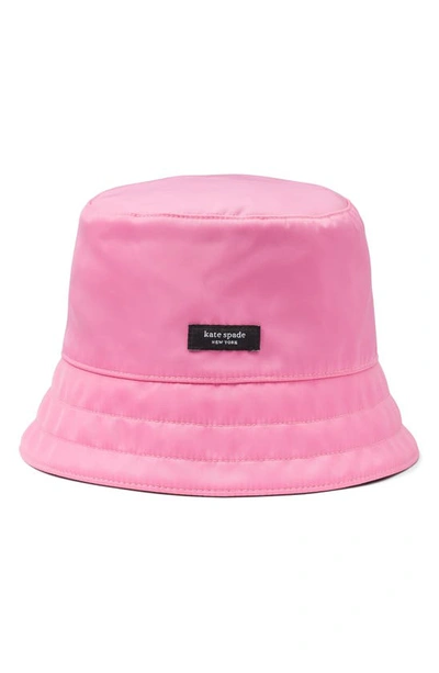 Shop Kate Spade Sam Packable Nylon Bucket Hat In Pink Cloud