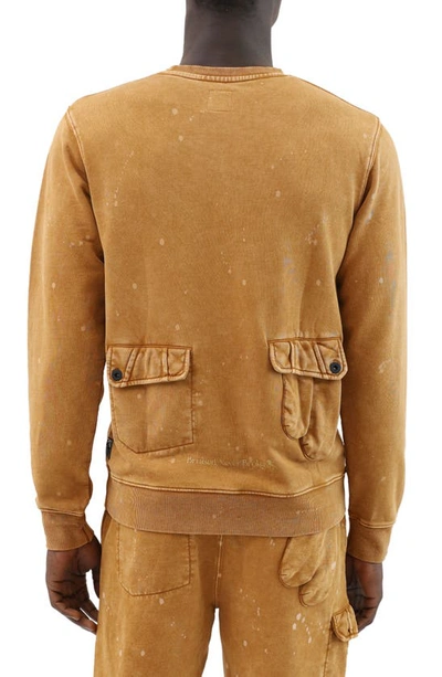 Shop Prps Bourn Appliqué Cotton Graphic Cargo Sweatshirt In Bison