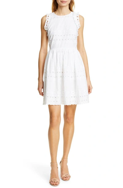 Shop Kate Spade Eyelet Fit & Flare Dress In Fresh White