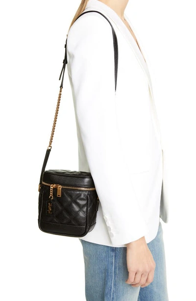 Shop Saint Laurent '80s Vanity Case Matelassé Leather Shoulder Bag In Nero