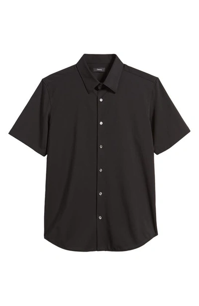 Shop Theory Irving Short Sleeve Button-up Shirt In Black - 001