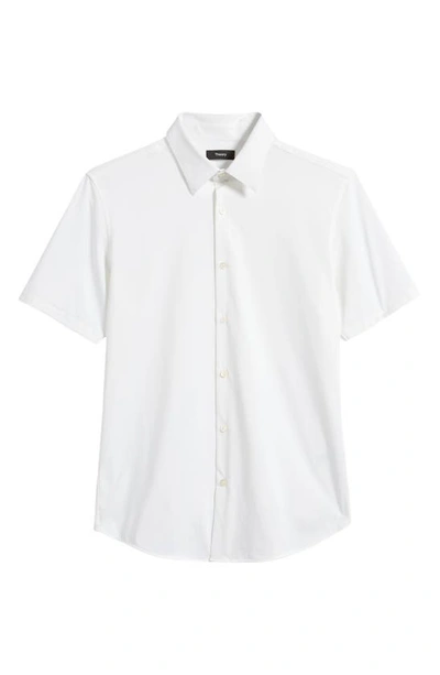 Shop Theory Irving Short Sleeve Button-up Shirt In White - 100